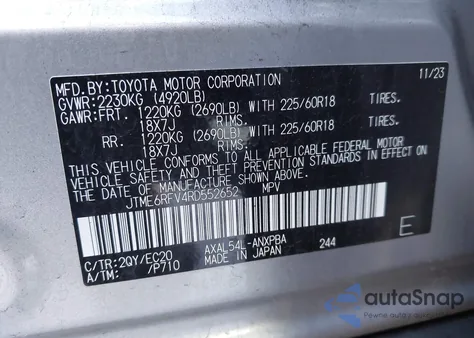 2024 Toyota Rav4 Hybrid Xse from USA, damaged, VIN JTME6RFV4RD552652